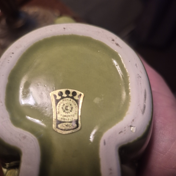 Vintage NC Cameron & Sons Ceramic Green Lady And Man Frog Sugar Bowl & Creamer - Picture 3 of 10